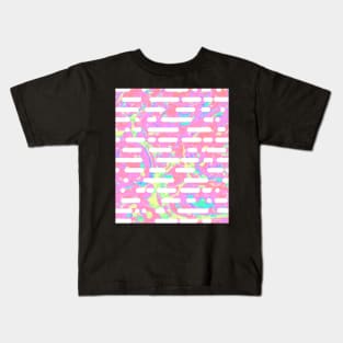 Holographic pattern - pastel pink line art graphic design Kids T-Shirt